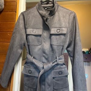 White House Black Market Gray Suede Jacket